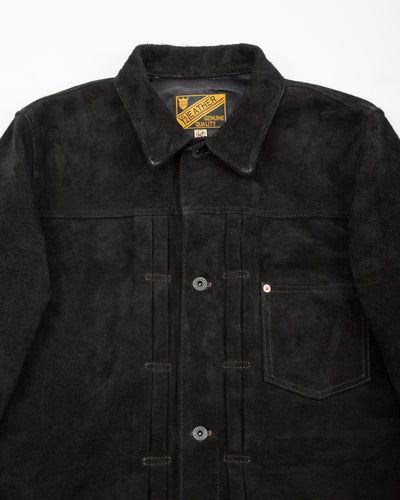 Y'2 Leather Horse Roughout WWII Type Jean Jacket (HSB-140-T) - Black - Standard & Strange