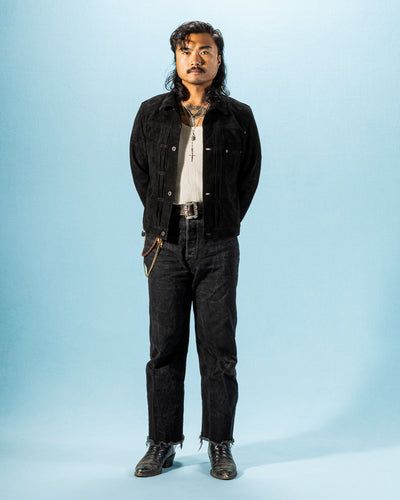 Y'2 Leather Horse Roughout WWII Type Jean Jacket (HSB-140-T) - Black - Standard & Strange