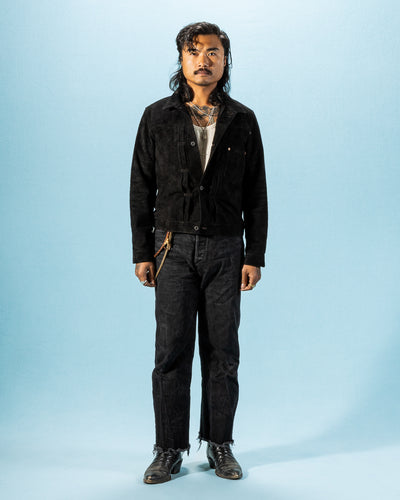 Y'2 Leather Horse Roughout WWII Type Jean Jacket (HSB-140-T) - Black - Standard & Strange