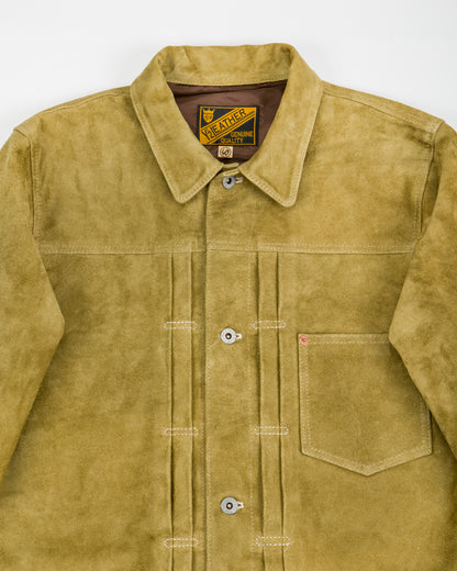 Y'2 Leather Horse Roughout WWII Type Jean Jacket (HSB-140-T) - Khaki - Standard & Strange