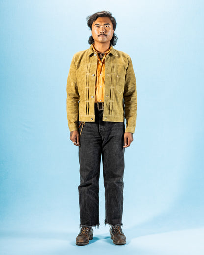 Y'2 Leather Horse Roughout WWII Type Jean Jacket (HSB-140-T) - Khaki - Standard & Strange