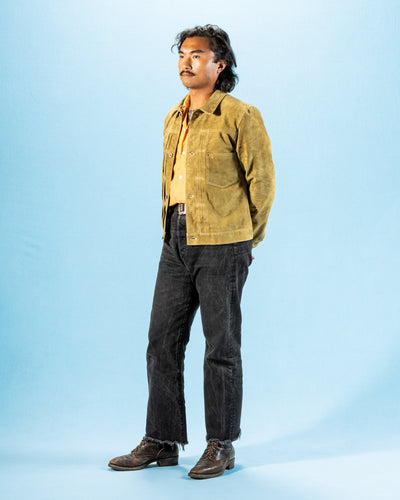 Y'2 Leather Horse Roughout WWII Type Jean Jacket (HSB-140-T) - Khaki - Standard & Strange