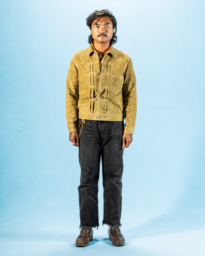 Y'2 Leather Horse Roughout WWII Type Jean Jacket (HSB-140-T) - Khaki - Standard & Strange