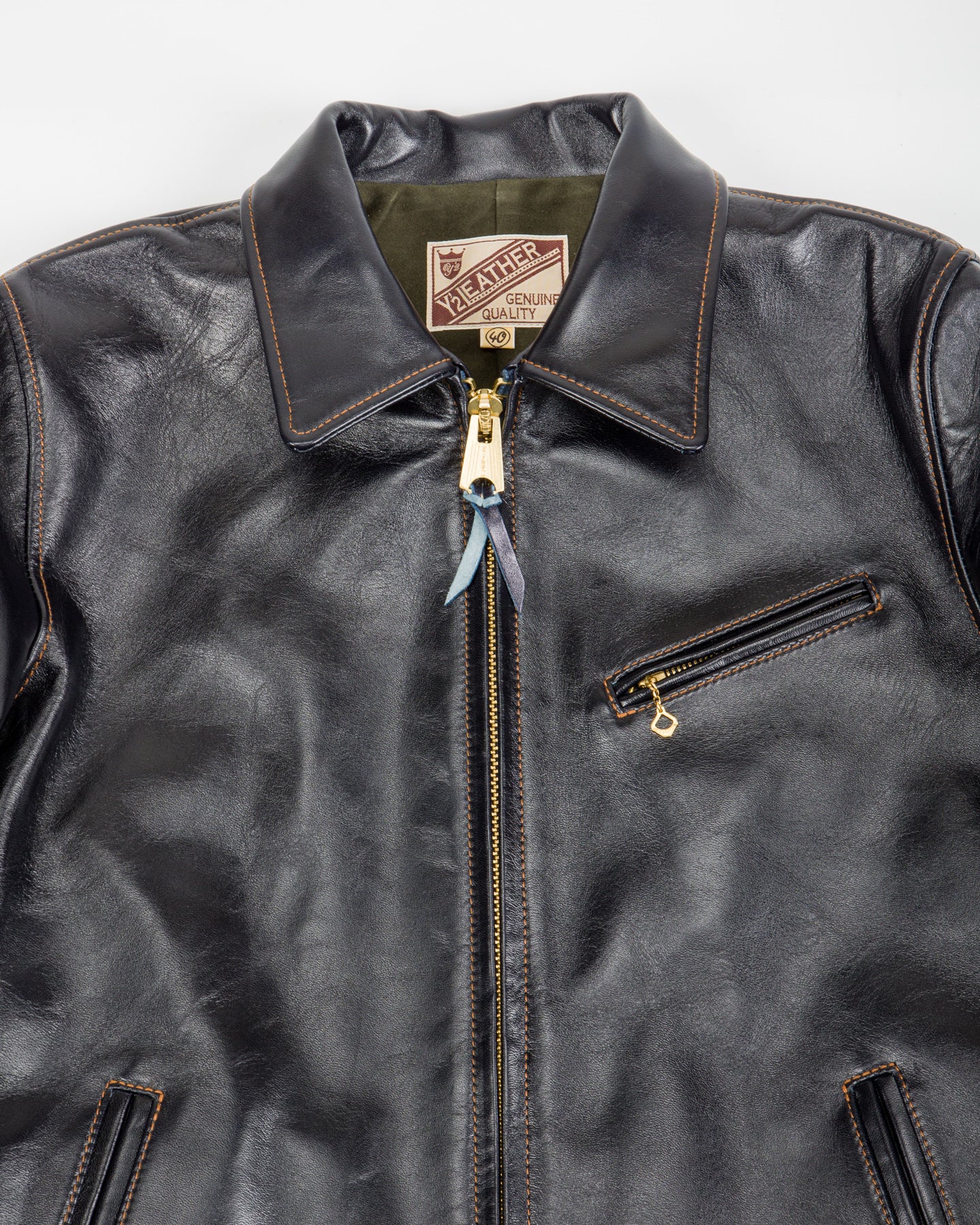Y'2 Leather Indigo Dyed Horsehide Single Riders Jacket (IR-42