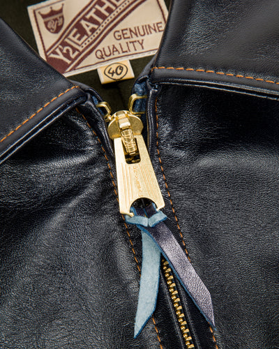 Y'2 Leather Indigo Dyed Horsehide Single Riders Jacket (IR-42) - Standard & Strange