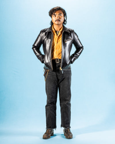 Y'2 Leather Indigo Dyed Horsehide Single Riders Jacket (IR-42) - Standard & Strange