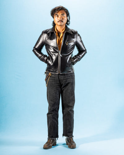 Y'2 Leather Indigo Dyed Horsehide Single Riders Jacket (IR-42) - Standard & Strange