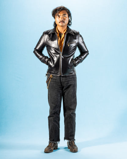 Y'2 Leather Indigo Dyed Horsehide Single Riders Jacket (IR-42) - Standard & Strange