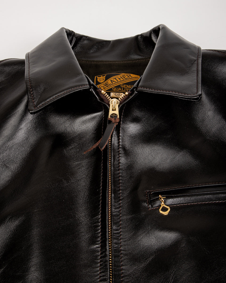 ジャケット・アウター cloth patch real leather single riders Lightweight Vintage Horsehide Single Riders Jacket (PR-65) - Black