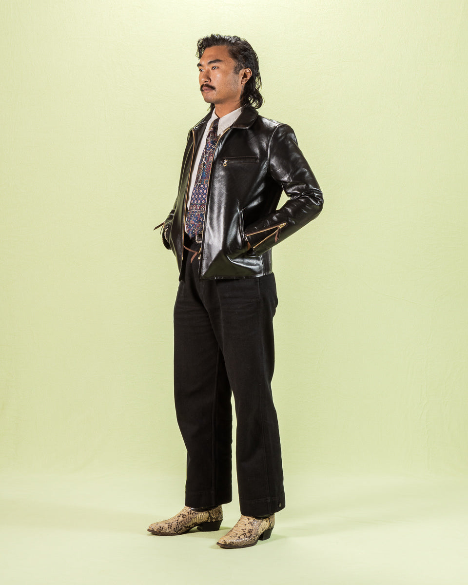 Lightweight Vintage Horsehide Single Riders Jacket (PR-65) - Black