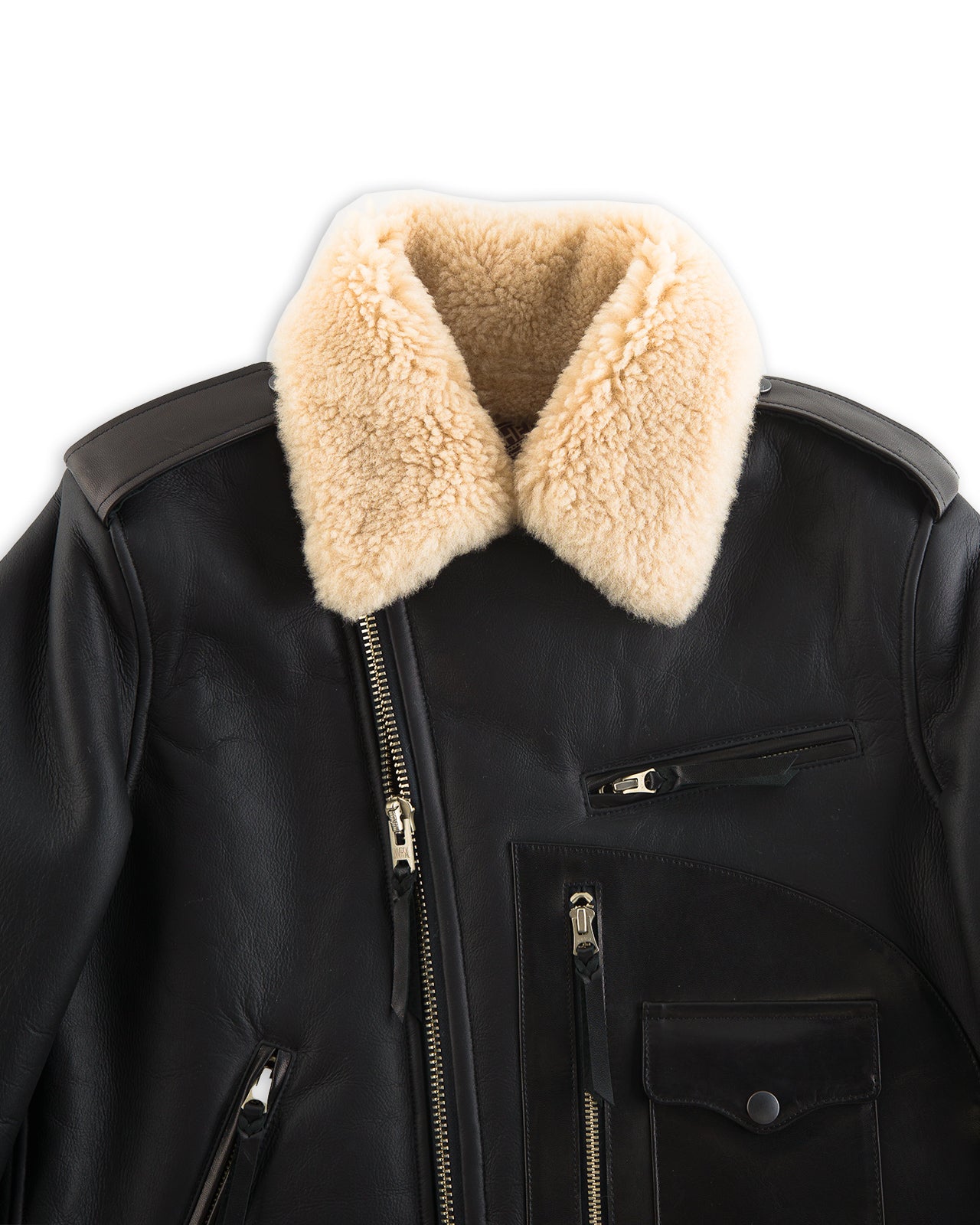 Y'2 Leather Merino Mouton D-Pocket Double Rider Jacket (CM-55) - Black - Standard & Strange