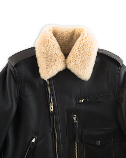 Y'2 Leather Merino Mouton D-Pocket Double Rider Jacket (CM-55) - Black - Standard & Strange