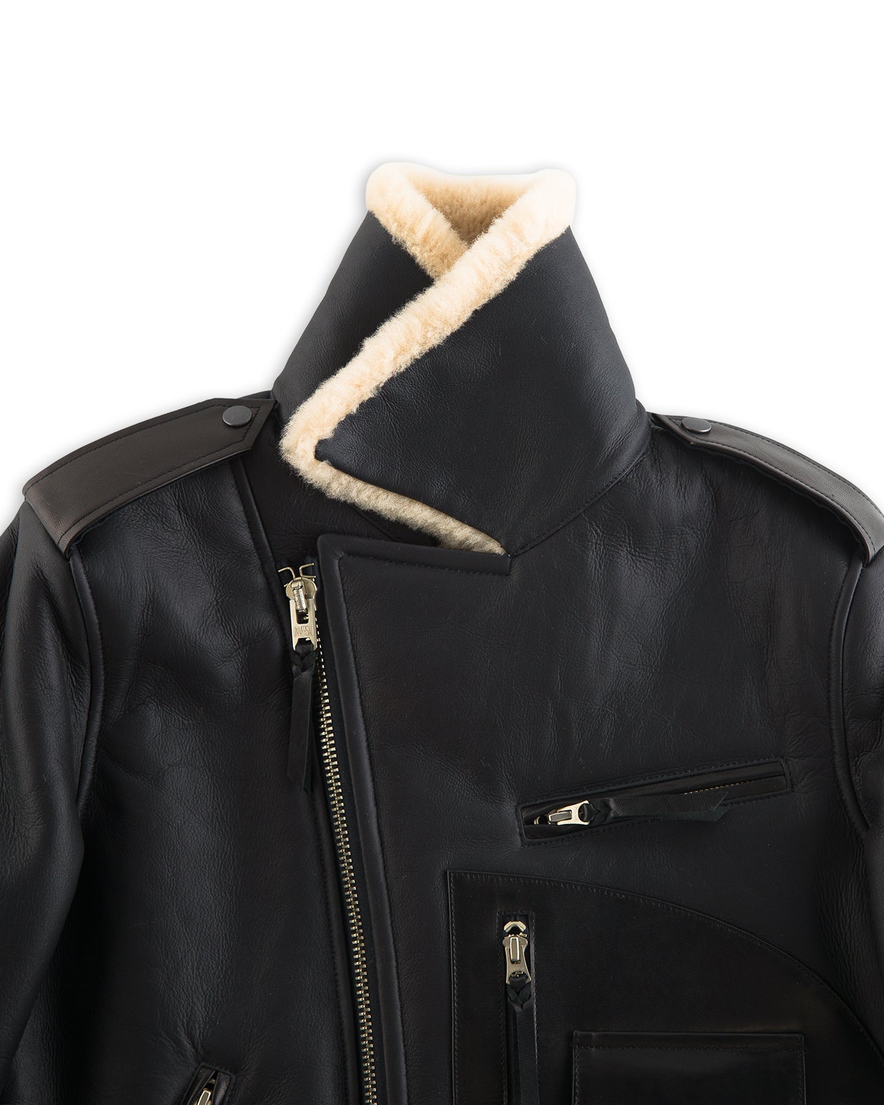 Y'2 Leather Merino Mouton D-Pocket Double Rider Jacket (CM-55) - Black - Standard & Strange