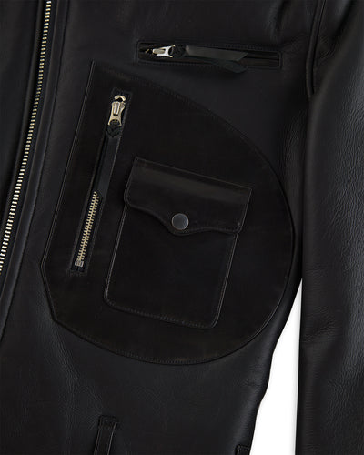 Y'2 Leather Merino Mouton D-Pocket Double Rider Jacket (CM-55) - Black - Standard & Strange