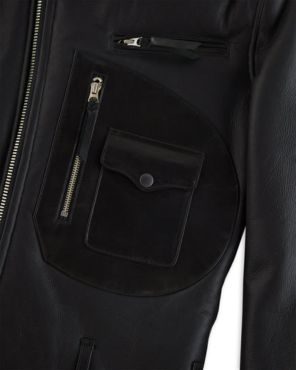 Y'2 Leather Merino Mouton D-Pocket Double Rider Jacket (CM-55) - Black - Standard & Strange