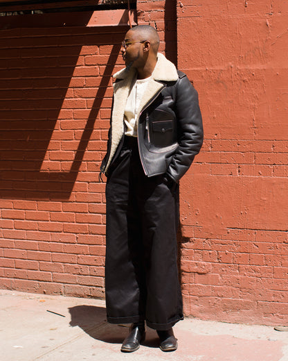 Y'2 Leather Merino Mouton D-Pocket Double Rider Jacket (CM-55) - Black - Standard & Strange