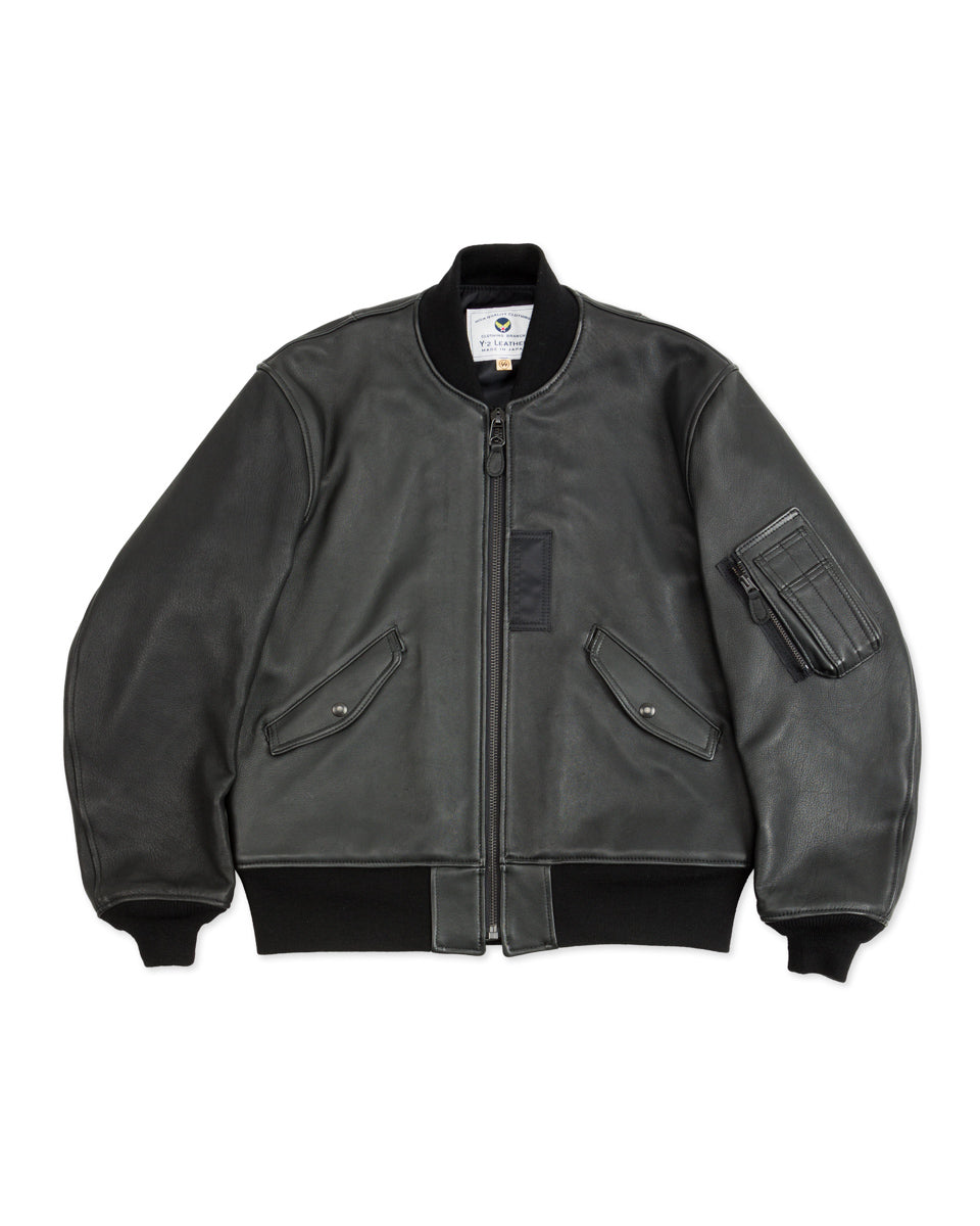 Y'2 Leather [Pre-Order] S&S x Y'2 Low Altitude MA-1 Jacket - Black Sheep Leather - Standard & Strange