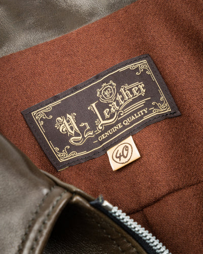 Y'2 Leather Sheepskin French Cyclist Jacket (YK-07) - Olive - Standard & Strange