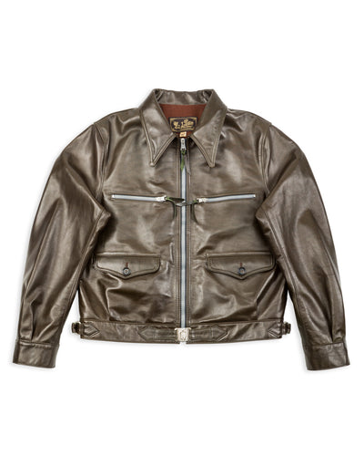 Y'2 Leather Sheepskin French Cyclist Jacket (YK-07) - Olive - Standard & Strange