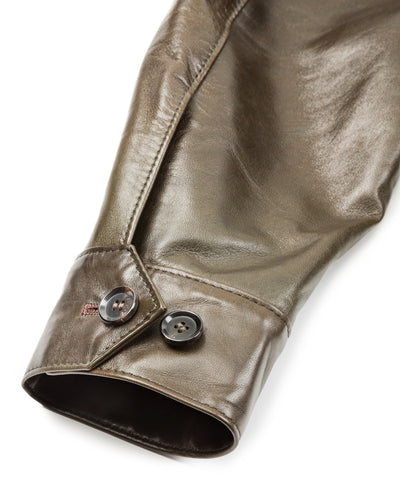 Y'2 Leather Sheepskin French Cyclist Jacket (YK-07) - Olive - Standard & Strange