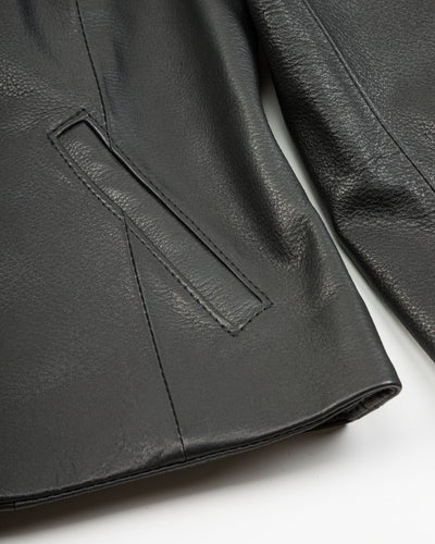 Y'2 Leather Steer Oil Collarless Jacket (LR-04) - Black - Standard & Strange