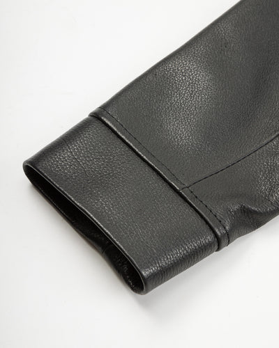 Y'2 Leather Steer Oil Collarless Jacket (LR-04) - Black - Standard & Strange