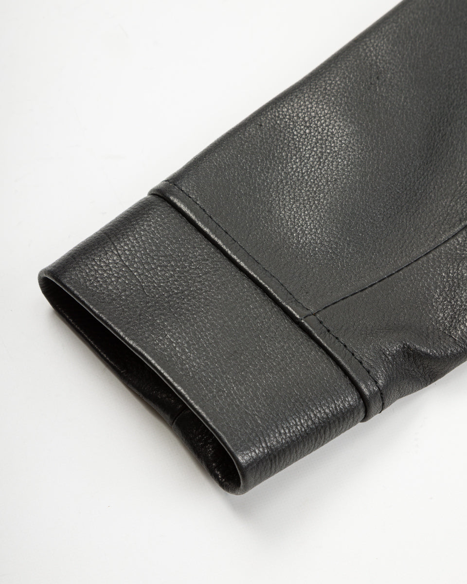 Y'2 Leather Steer Oil Collarless Jacket (LR-04) - Black - Standard & Strange