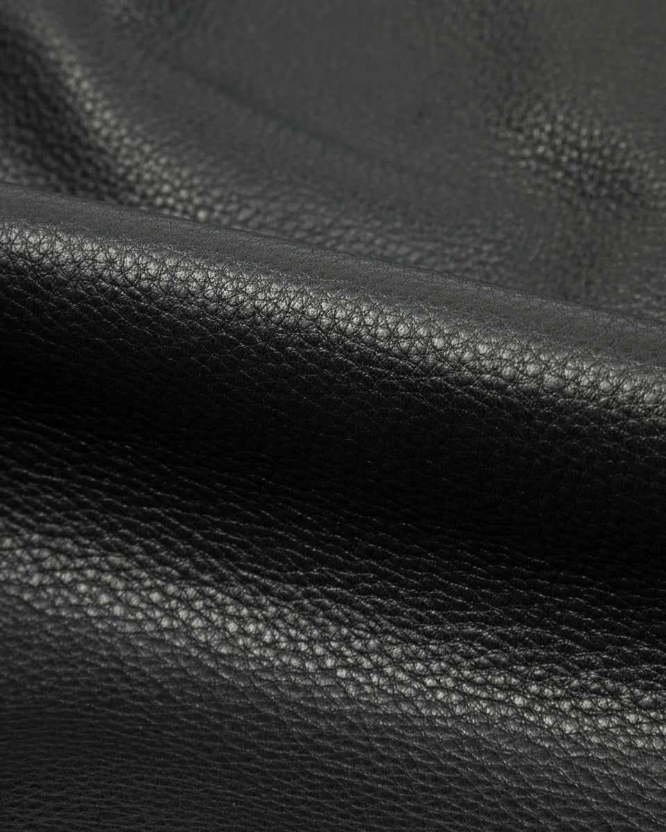 Y'2 Leather Steer Oil Collarless Jacket (LR-04) - Black - Standard & Strange