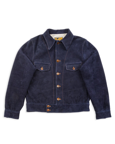 Y'2 Leather Steer Roughout 30's Style French Cycle Short Jacket (TB-153) - Navy - Standard & Strange