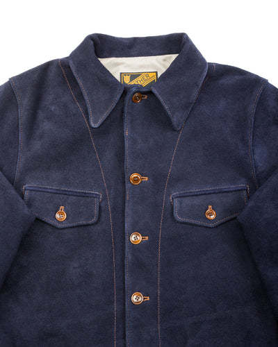 Y'2 Leather Steer Roughout 30's Style French Cycle Short Jacket (TB-153) - Navy - Standard & Strange
