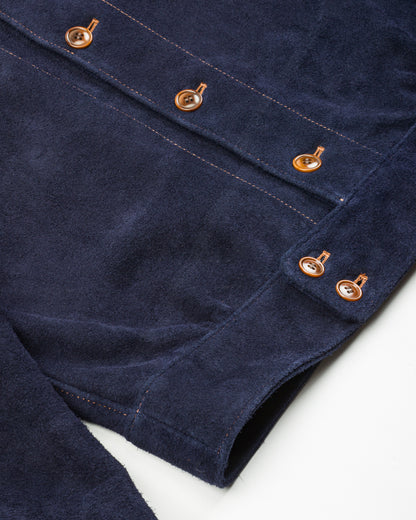 Y'2 Leather Steer Roughout 30's Style French Cycle Short Jacket (TB-153) - Navy - Standard & Strange