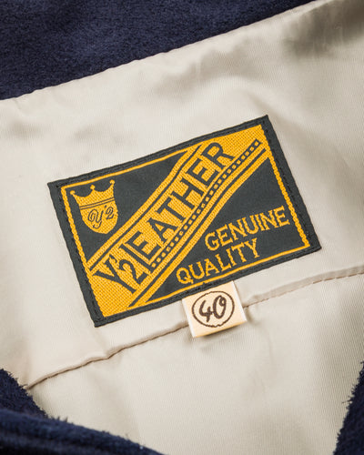 Y'2 Leather Steer Roughout 30's Style French Cycle Short Jacket (TB-153) - Navy - Standard & Strange