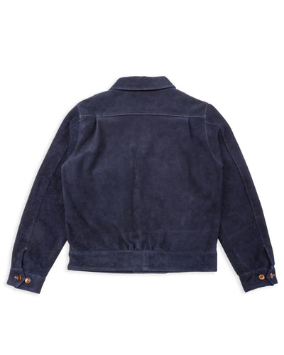 Y'2 Leather Steer Roughout 30's Style French Cycle Short Jacket (TB-153) - Navy - Standard & Strange