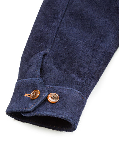 Y'2 Leather Steer Roughout 30's Style French Cycle Short Jacket (TB-153) - Navy - Standard & Strange