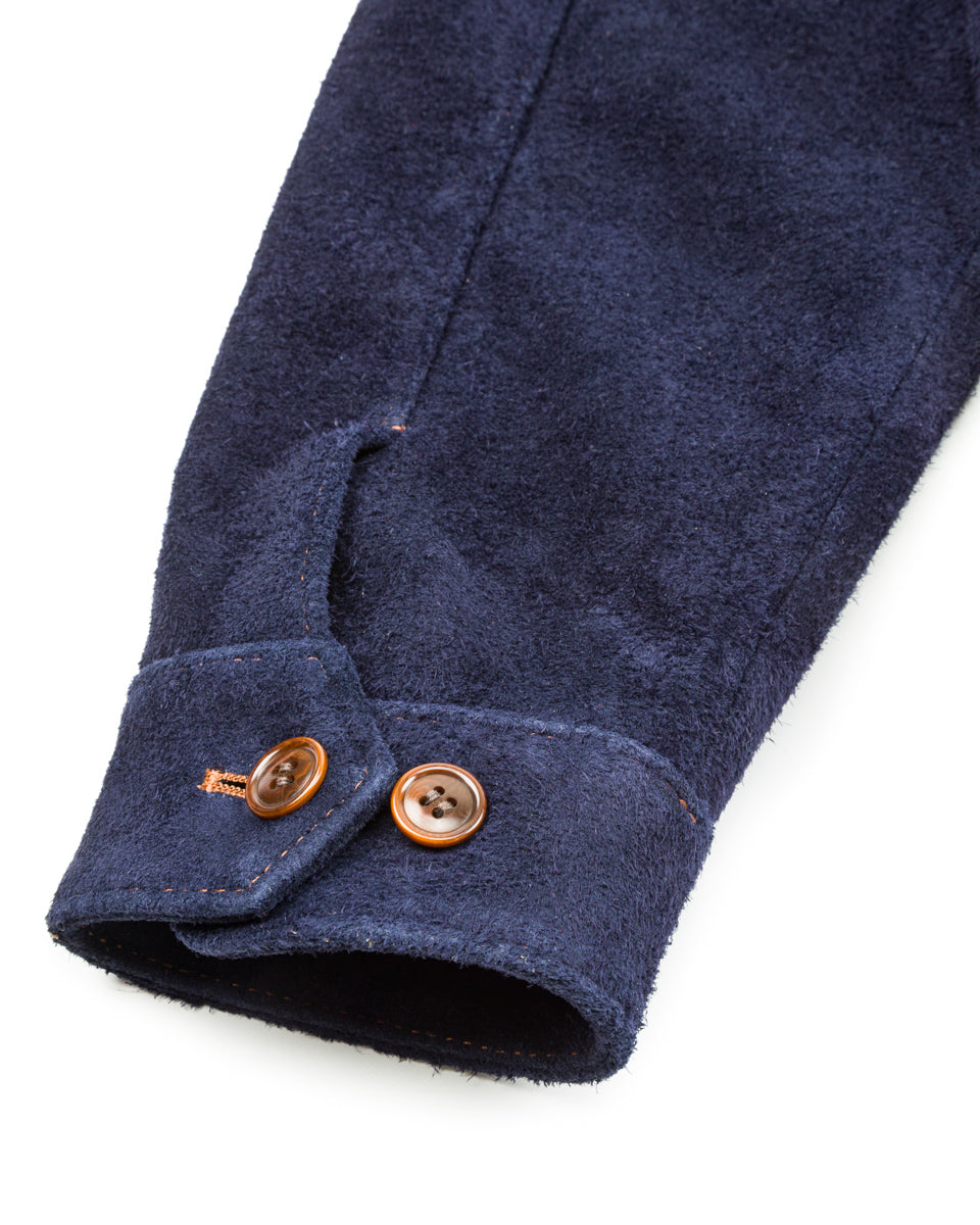 Y'2 Leather Steer Roughout 30's Style French Cycle Short Jacket (TB-153) - Navy - Standard & Strange