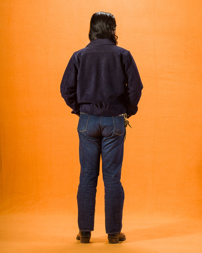 Y'2 Leather Steer Roughout 30's Style French Cycle Short Jacket (TB-153) - Navy - Standard & Strange