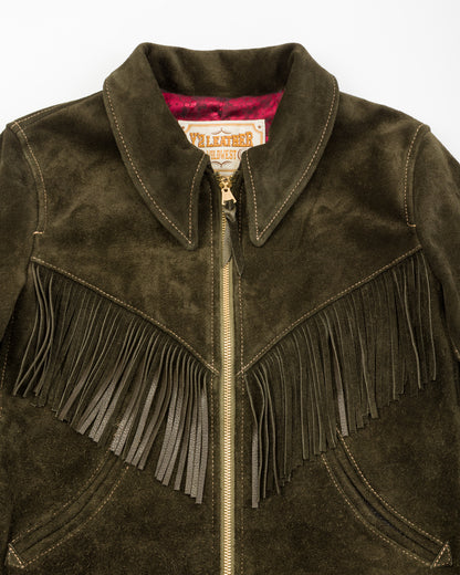 Y'2 Leather Steer Roughout Fringe Jacket (LR-01) - Olive - Standard & Strange