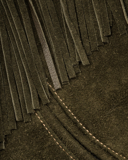 Y'2 Leather Steer Roughout Fringe Jacket (LR-01) - Olive - Standard & Strange