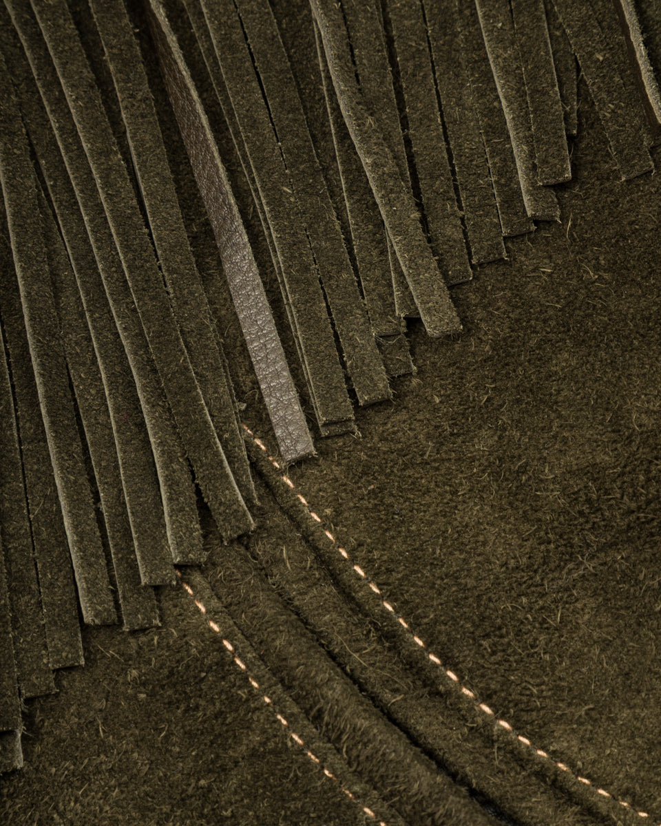 Y'2 Leather Steer Roughout Fringe Jacket (LR-01) - Olive - Standard & Strange