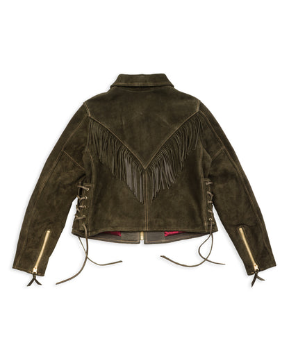 Y'2 Leather Steer Roughout Fringe Jacket (LR-01) - Olive - Standard & Strange