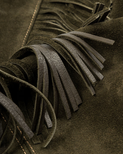 Y'2 Leather Steer Roughout Fringe Jacket (LR-01) - Olive - Standard & Strange