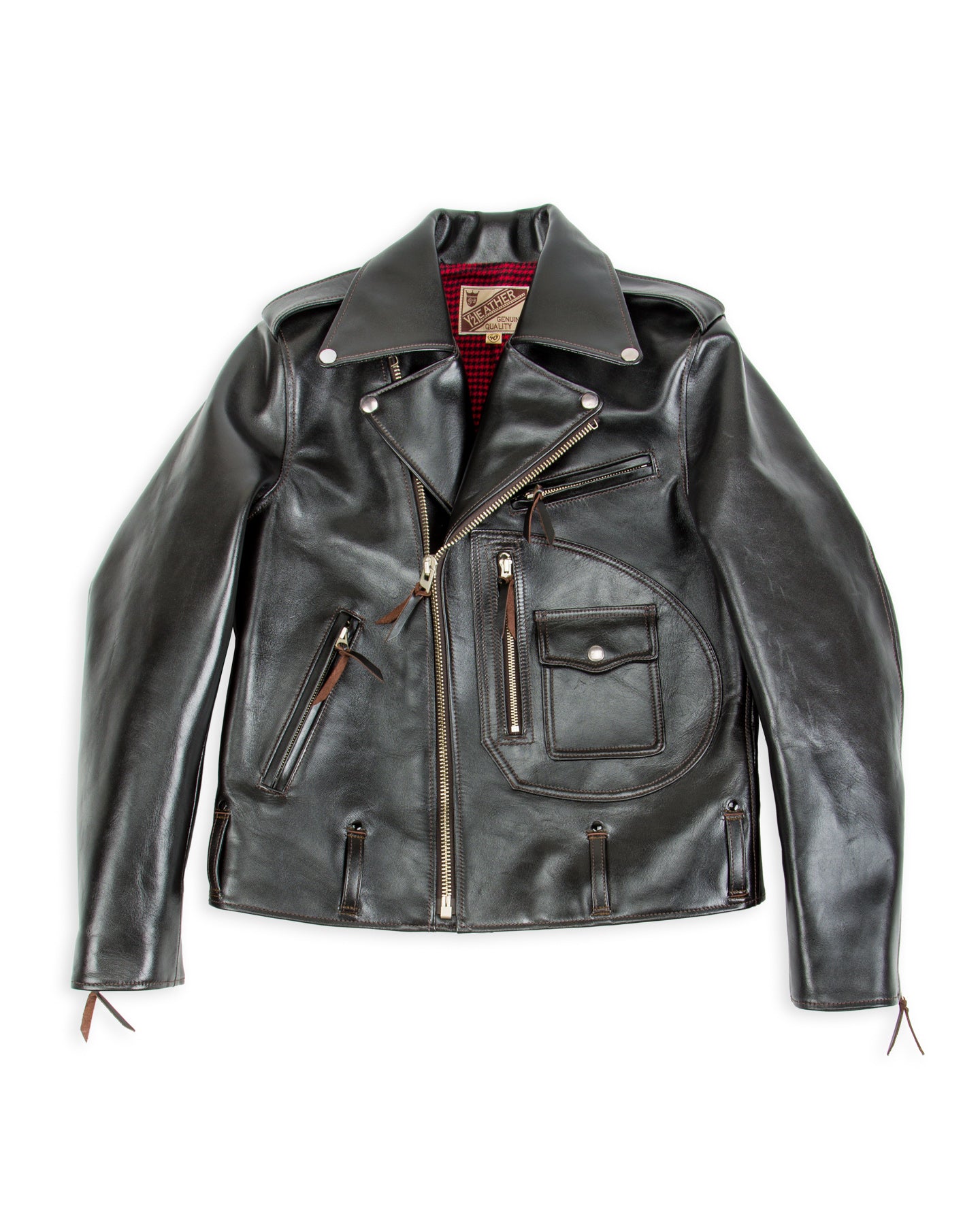 Y'2 Leather Vintage Horse D-Pocket Double Riders Jacket (HR-55) - Black - Standard & Strange
