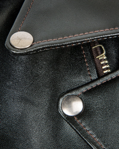 Y'2 Leather Vintage Horse D-Pocket Double Riders Jacket (HR-55) - Black - Standard & Strange