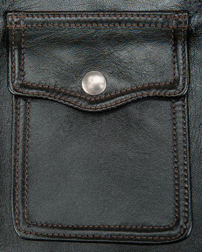 Y'2 Leather Vintage Horse D-Pocket Double Riders Jacket (HR-55) - Black - Standard & Strange