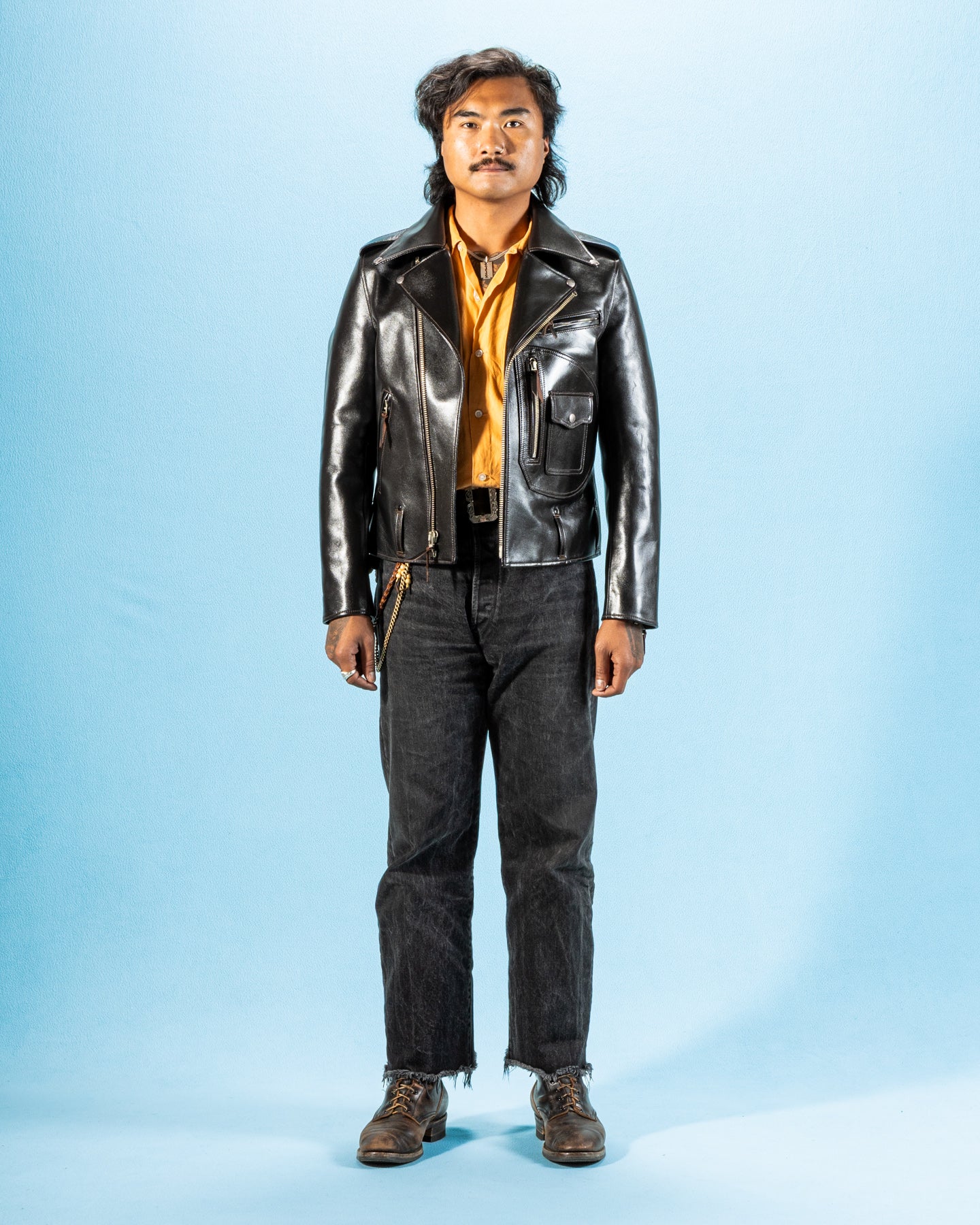 Y'2 Leather Vintage Horse D-Pocket Double Riders Jacket (HR-55) - Black - Standard & Strange