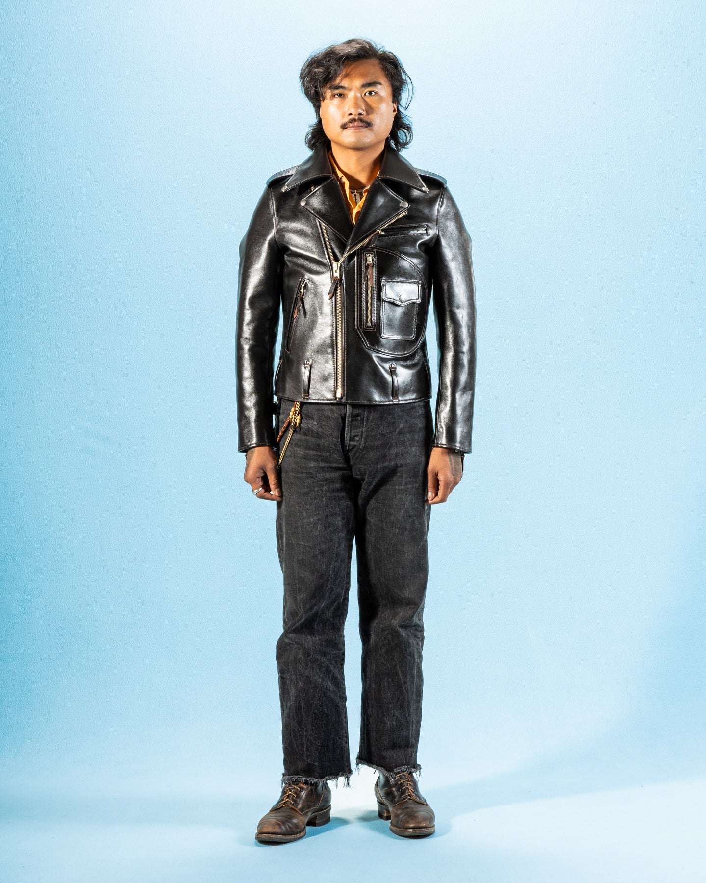 Y'2 Leather Vintage Horse D-Pocket Double Riders Jacket (HR-55) - Black - Standard & Strange