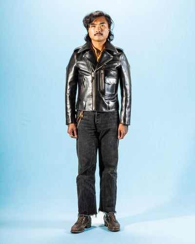 Y'2 Leather Vintage Horse D-Pocket Double Riders Jacket (HR-55) - Black - Standard & Strange