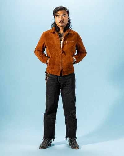 Y'2 Leather Y'2 x S&S Steer Suede Collared Single Riders Jacket (TR-65 Custom) - Camel - Standard & Strange