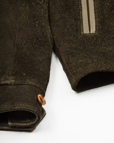 Y'2 Leather Y'2 x S&S Steer Suede Collared Single Riders Jacket (TR-65 Custom) - Olive - Standard & Strange