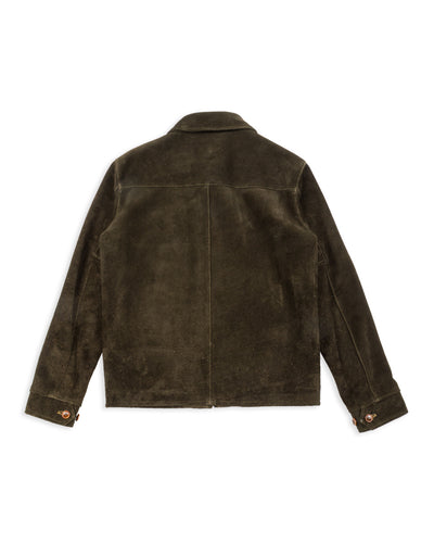 Y'2 Leather Y'2 x S&S Steer Suede Collared Single Riders Jacket (TR-65 Custom) - Olive - Standard & Strange